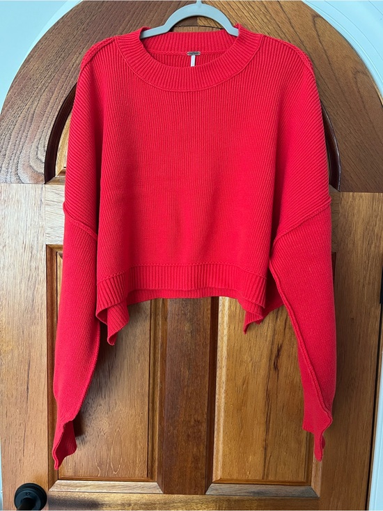 Free People Sweaters - Free People Easy Street Cropped Crewneck Sweater NWOT RT $98 Red